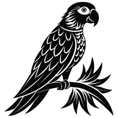 parrot perched Silhouette vector illustration