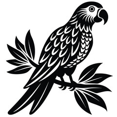 parrot perched Silhouette vector illustration