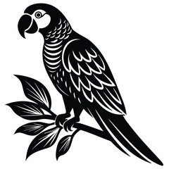 parrot perched Silhouette vector illustration
