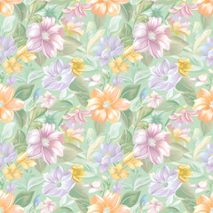 Floral variety color, form nature, seamless fabric pattern.