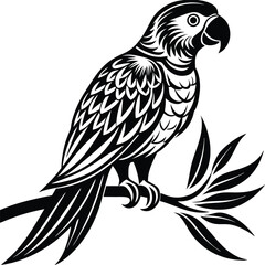 parrot perched Silhouette vector illustration