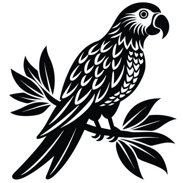 parrot perched Silhouette vector illustration