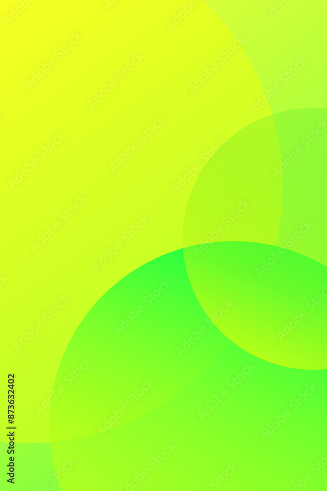 Wall mural abstract neon background of intersecting circles of green yellow gradient, creating a vibrant and dy