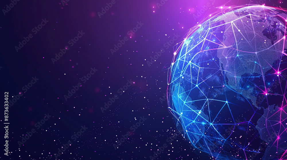 Poster abstract technology background with a global network and connectivity concept. digital global networ