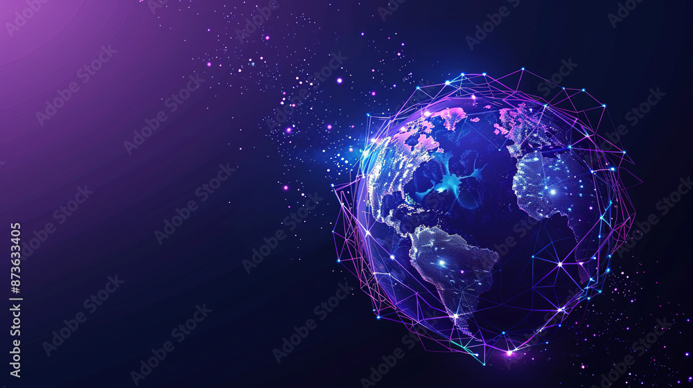 Poster abstract technology background with a global network and connectivity concept. digital global networ
