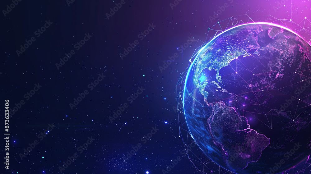 Poster abstract technology background with a global network and connectivity concept. digital global networ