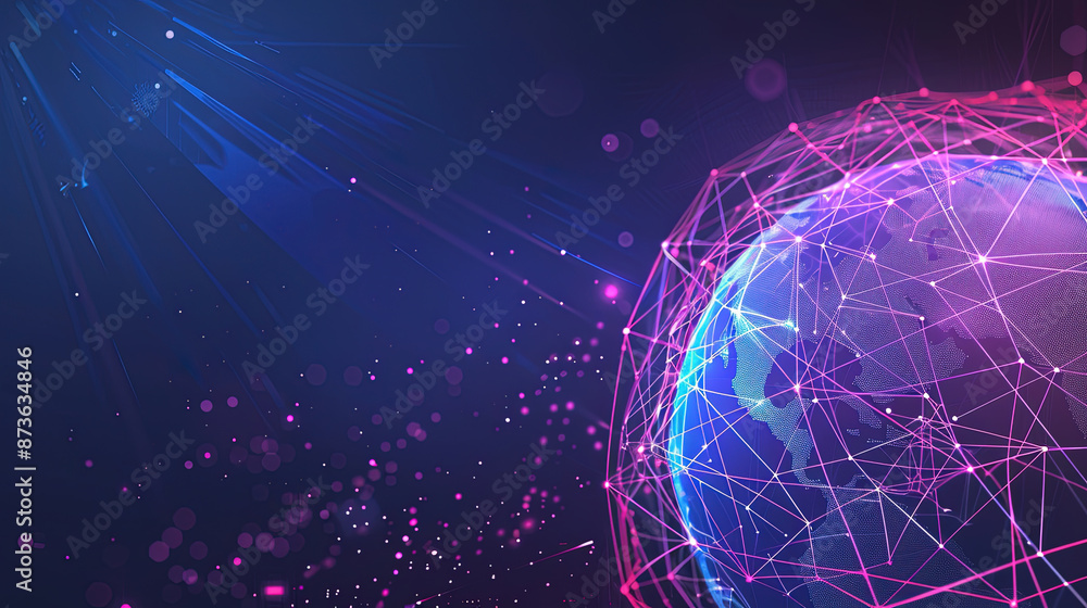 Poster abstract technology background with a global network and connectivity concept. digital global networ