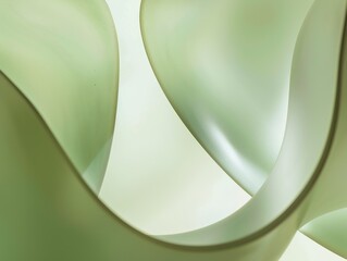 Fototapeta premium An abstract background with soft green and white curving shapes and lines. 
