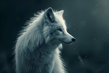 Obraz premium Arctic Wolf Illustration with a Dark Background