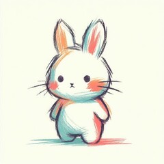 Obraz premium Kids' Scribbly Crayon Art: Adorable Bunny