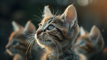 Closeup of a Cute Tabby Kitten Looking Up - Photo