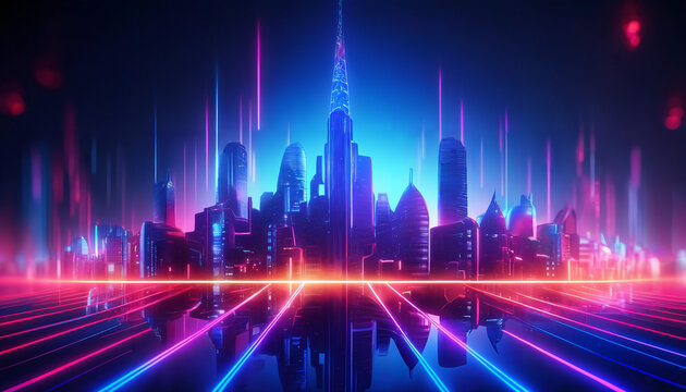 Digital city landscape, connected technology