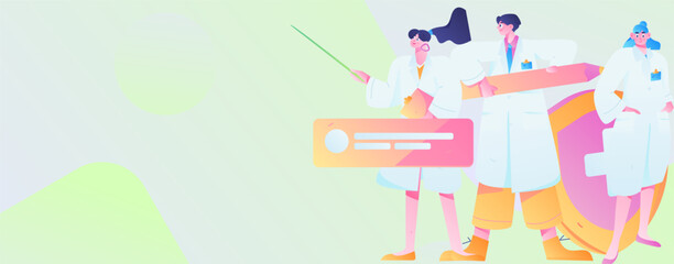 Medical characters fighting the epidemic flat vector concept operation hand drawn illustration
