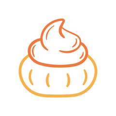 Ice Gem Biscuit Line Art Doodle Icon Traditional Snack Food Vector Illustration