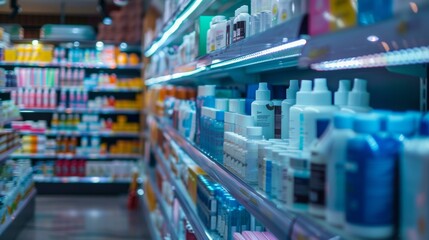 Cosmetics on shelves in a store