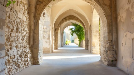 Obraz premium 3 Historical tour guide leading a quest through medieval castle corridors, Tour, Route and Quest concept