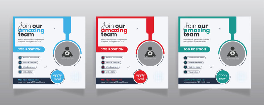 We are hiring job vacancy social media post or square web banner template