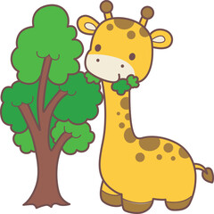 Set Vector Stock Illustrations Isolated of Baby Giraffe.
Cute giraffe animals with various activities.
Funny sticker of Giraffe animal kids.