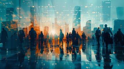 Success in Partnership: Double Exposure of Businesspeople in Meeting and City Office Building