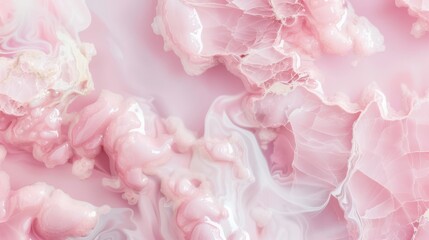Pink and white swirls of paint on a canvas
