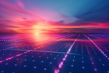 sustainable energy solutions, renewable resources, green technology, close up, vibrant colors, Double exposure silhouette with solar panels