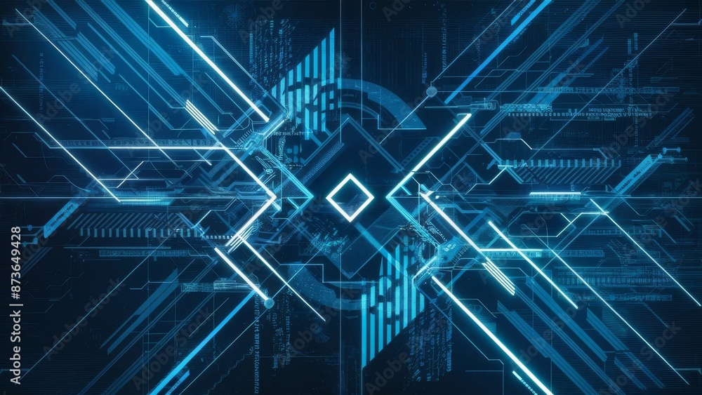 Aufkleber a modern abstract blue background with technological elements and digital patterns for a high tech l
