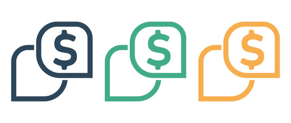 comments dollar icon isolated on white background