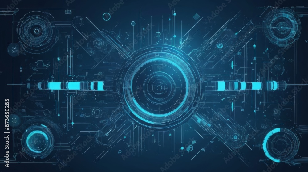 Aufkleber a modern abstract blue background with technological elements and digital patterns for a high tech l