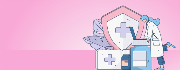 Medical characters fighting the epidemic flat vector concept operation hand drawn illustration
