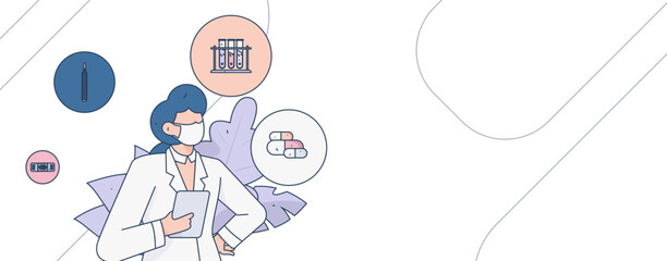 Medical characters fighting the epidemic flat vector concept operation hand drawn illustration
