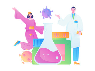 Medical characters fighting the epidemic flat vector concept operation hand drawn illustration
