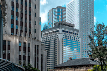 Obraz premium Modern financial skyscrapers in Hong Kong