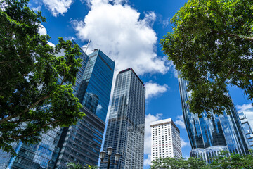 Fototapeta premium Modern financial skyscrapers in Hong Kong