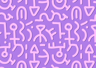 Abstract symbol  lines seamless pattern, purple colour, decor for textile, cover, fabric, clothing, packaging, backgrounds, web, wallpaper, vector