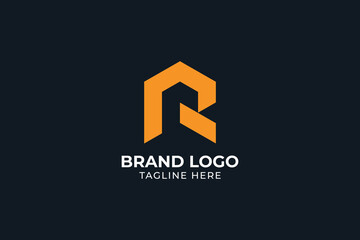 letter R P home roof construction company creative minimal monochrome monogram, Construction Architecture Building Logo Design