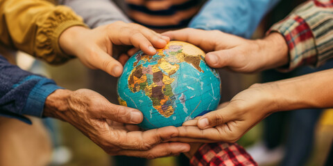 Hands Holding Globe for Global Unity | People Supporting World Together