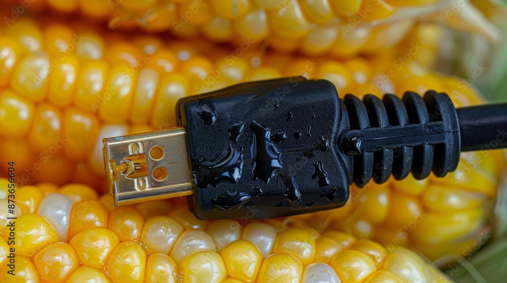 Poster a detailed view of a corn poppers power cord with a sy plug and clear labeling.