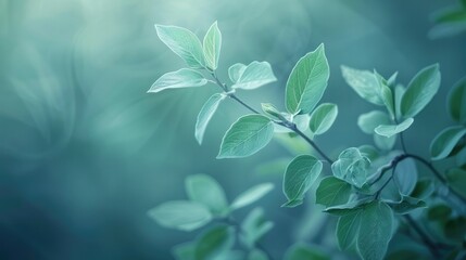 Obraz premium Delicate Flourishing Plant with Vibrant Foliage and Intricate Textures in Serene Natural Setting
