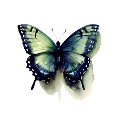 Obraz premium Watercolor illustration of swallowtail butterfly on white background