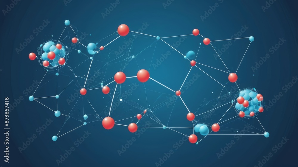 Aufkleber an innovative communication technology vector design featuring molecules and a 3d mesh with circles,