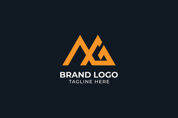 letter MG GM combined abstract logo mountains peak adventure or safety logo