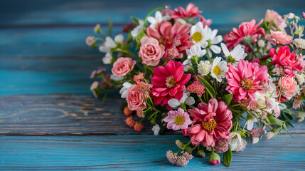 Fototapeta premium Heart-shaped bouquet of flowers