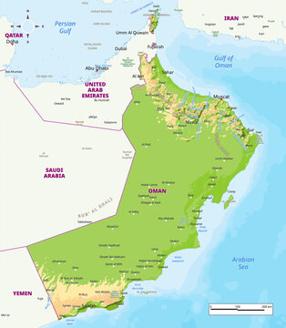 Political map of Oman vector illustration