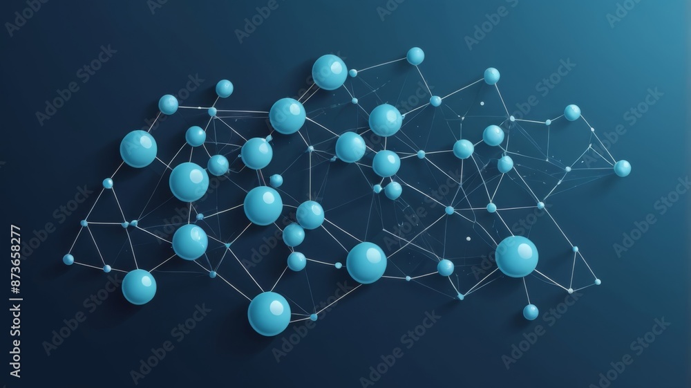 Aufkleber an innovative communication technology vector design featuring molecules and a 3d mesh with circles,