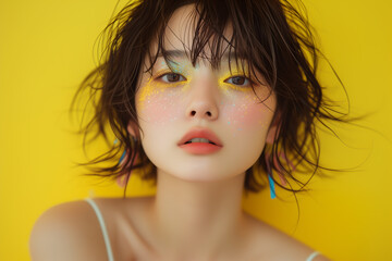 Beautiful Asian idol woman with artistic makeup