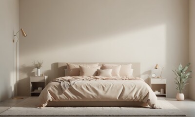 Abstract wallpaper background bed beige cover pillows