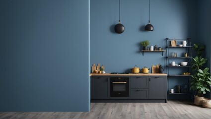 Abstract wallpaper background kitchen blue wall wooden