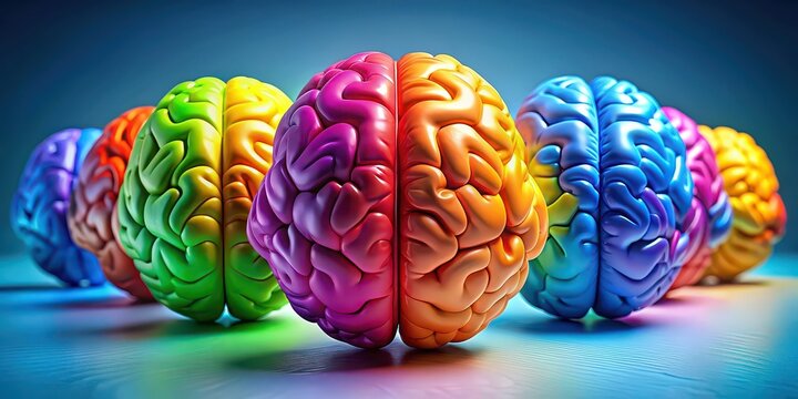 Multicolored figures of the brain representing neurodiversity , neurodiversity, brain, colorful