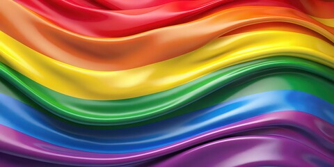 Obraz premium Colorful rainbow flag background with abstract pastel art wave, pride, month, multicolored, flag, rainbow, colorful, gradient