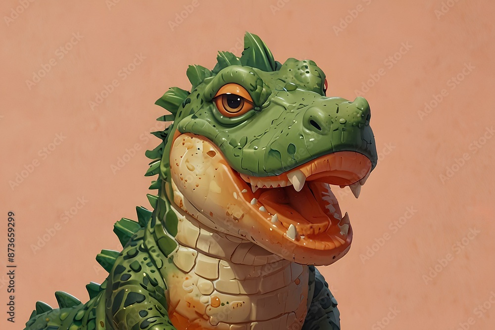 Wall mural Alligator on peach wallpaper 